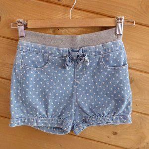 MPS Girls Blue Denim Polka Dot Waistband Pull On Cotton Blend Shorts 5/6